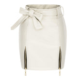 Skirt Autumn and Winter Sexy Lace-up Leather Skirt Zipper Lace-up Sheath Skirt